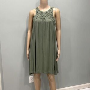 LOFT Sleeveless Green Dress with Crochet Detail size medium